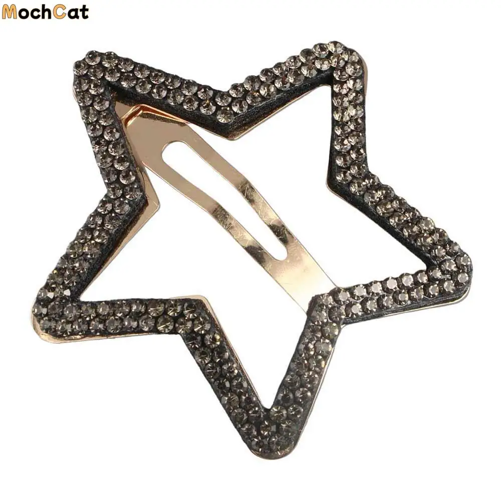 

Fashion Geometric Rhinestone Star BB Clip\ Metal Pentagram Star Side Clip Korean Style Barrettes Hollow Hair Clip Photograph
