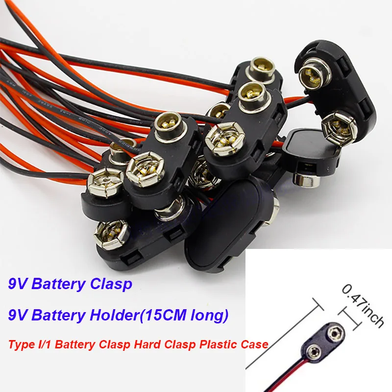 

5pcs 9V Battery Wiring Buckle 9V Battery Button 9V Battery Hard Shells 9V Connector Buckle Plastic Housing with 15cm Lead