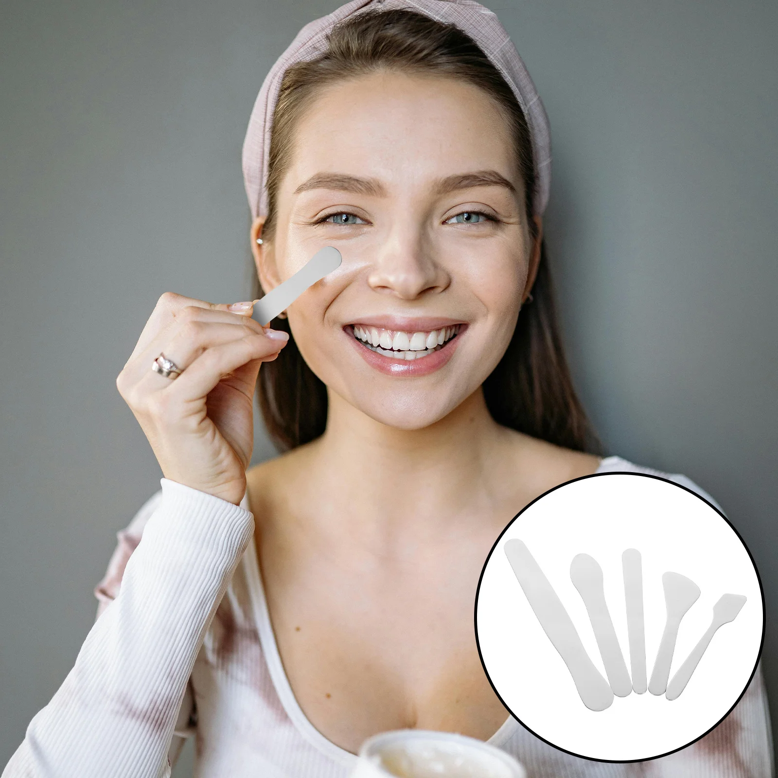 

5Pcs Stainless Steel Spatula Set Mini Makeup Scoop for Face Cream Mask Lotion Reusable Beauty Tools for Women Girls