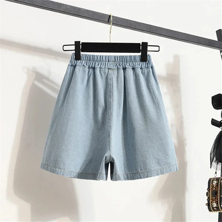 

Oversize Shorts Jeans Women's 2023 Summer Elastic High Waist Vaqueros Pantalones Cortos Loose Denim Skirts Wide Leg Pants C49