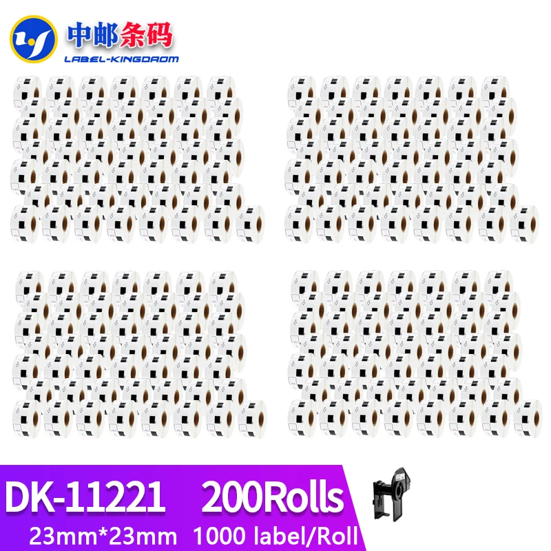 200 Rolls Generic DK-11221 Label 23*23mm 1000Pcs Compatible for Brother Label Printer All Come With Plastic Holder