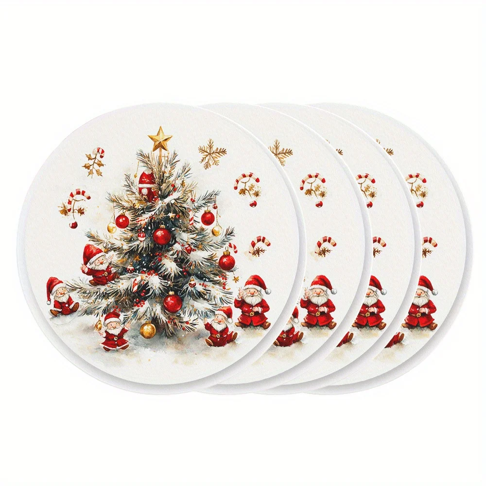 VIKAMA 4PC Weihnachten Elf Mahlzeit Matte Elf Weihnachtsbaum Anti Wärme Matte Tisch Hause Bankett Weihnachten Party Dekoration