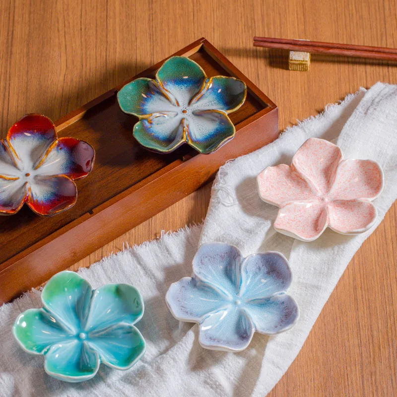 

Ceramic Lotus Jewelry Tray Pink Blue Snack Dish Home Decor Storage Plate