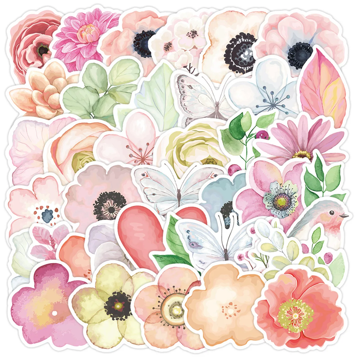 

50PCS New Plant Flower Sticker Watercolor Style Graffiti Decal Cartoon FunDIY Luggage Notebook Water Cup Desk Sticker Toy