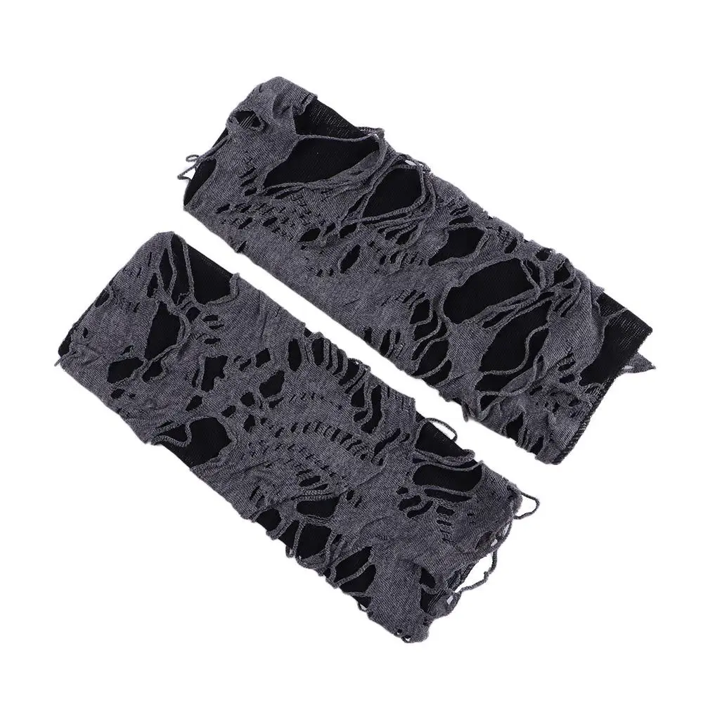 

Men Sport Half-finger Gothic Hollow Out Unisex Punk Style Broken Slit Hole Mitten Punk Gloves Fingerless Gloves
