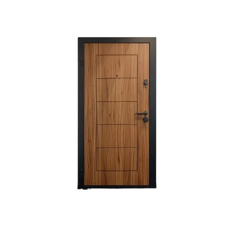 Modern Light Luxury Wood Grain Splicing Entrance Door Home Security Door for Russian Market Source Factory Direct Sale
