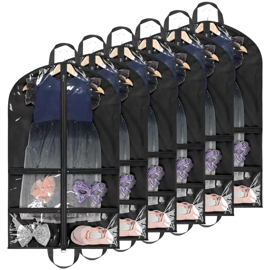 

Прозрачные чехлы для танцевальных костюмов, 40 дюймов, для хранения одежды танцоров в шкафу, с 4 молниями.