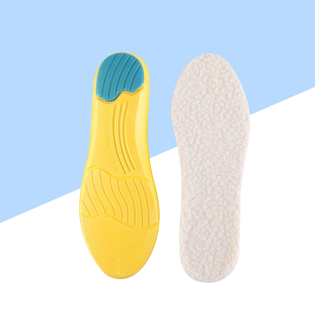 

1 Pair Winter Warm Insoles Imitation Wool Sports Shoe Cushions Foot Care Pads Durable Support Motion Control Size S Foot Support