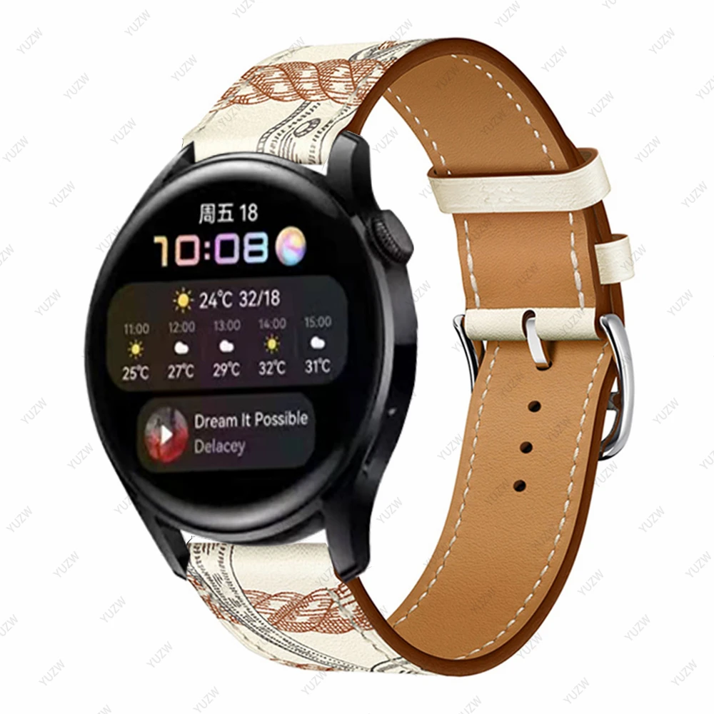 20/22mm Leather Strap for HUAWEI WATCH 3 GT 2 Pro GT3 42mm 46mm Luxury Band Bracelet for HONOR Magic GS Wristbands  Accessories