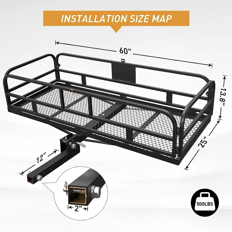 Hitch Cargo Carrier 500 LBS Capacity Vehicle Hitch Baskets 60