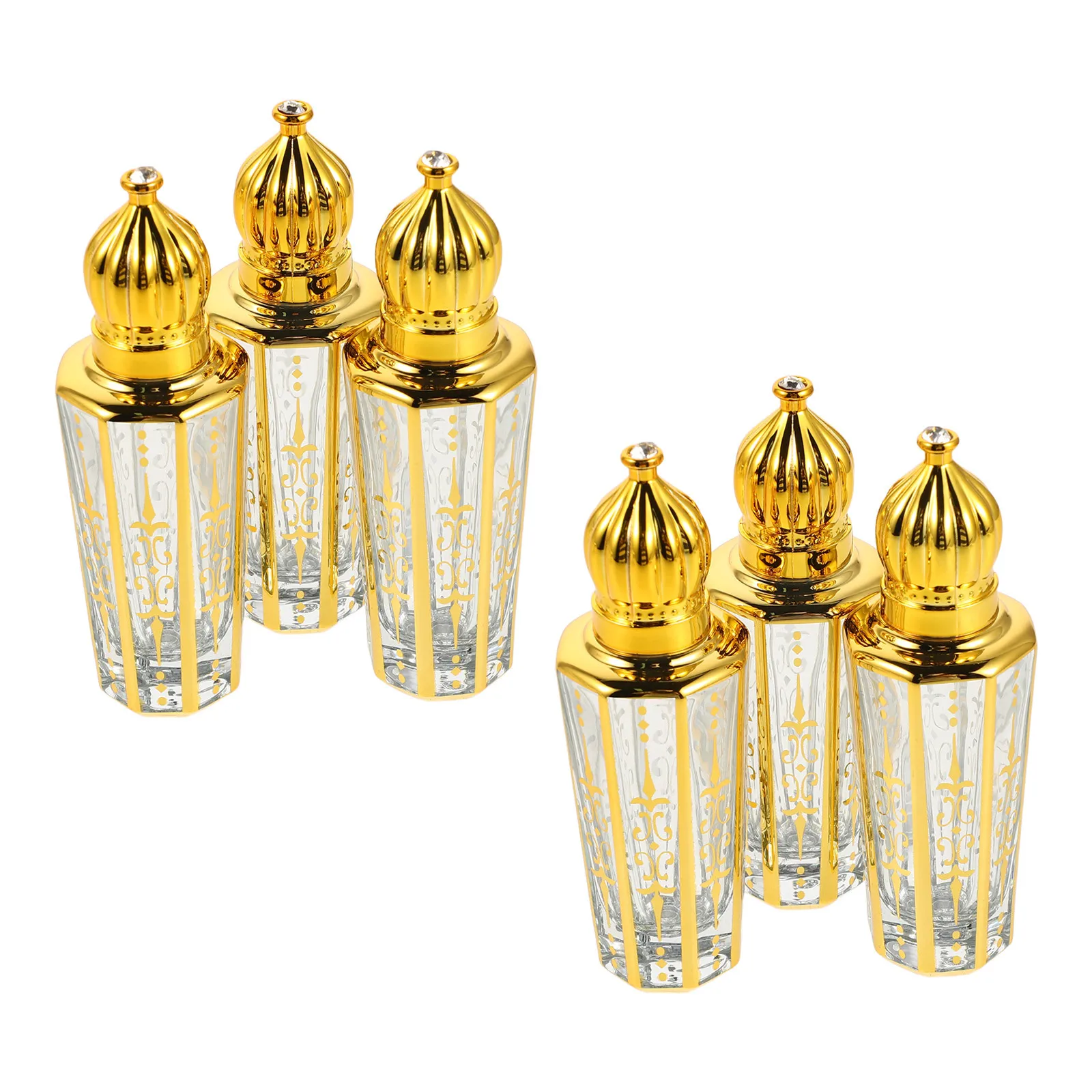 

6Pcs Golden Glass Roll on Perfume Bottles 15ml Refillable Roller Ball Essential Oil Containers Travel Aromatherapy