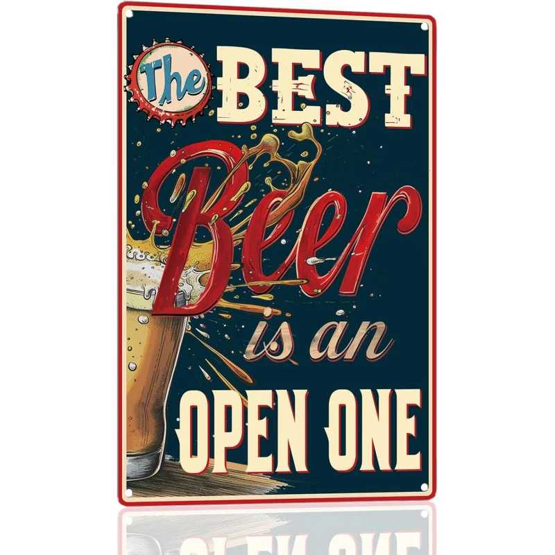 

Iron Painting Art Bar Logo 12 × 8 inches Metal Best Beer is Open Men's Cave Garage Decoration Retro Durable Wall Mounted