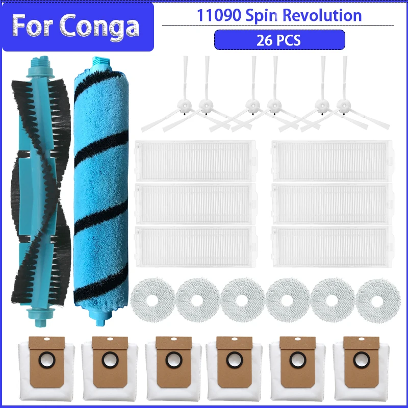 Main Side Brush Hepa Filter Mop Dust Bag For Cecotec Conga 11090 Spin Revolution Replacement Spare Parts Accessories