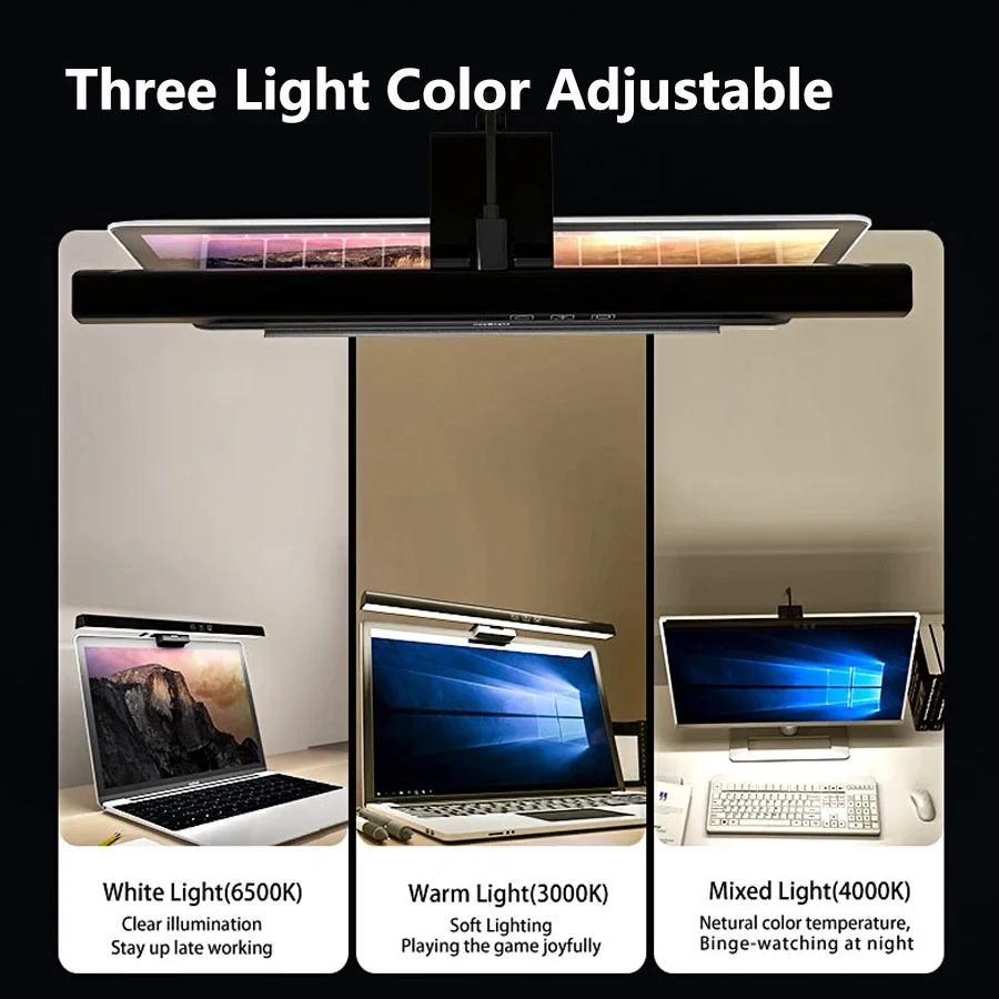 33cm 50cm LED Monitor Light Reading Table Lamp Bar Desk Lamp Setup Monitor Lights for PC Computer Screen Light Stepless Dimming