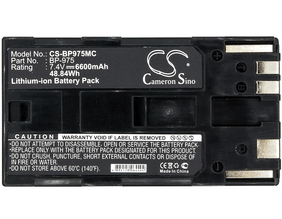 Batería de repuesto CS para Canon C300 Mark I, EOS C100, EOS C100 Mark II, GL2, XF100, XF105, XF300, XF3 PN:BP-975 6600mAh / 48.84Wh