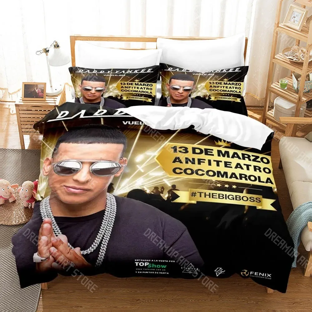 Juego de Ropa de Cama con Diseño de Daddy Yankee Impreso en 3D para Niños y Niñas, Funda de Edredón y Funda de Almohada, Tamaños Individual, Matrimonial, Queen y King