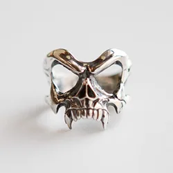 925 Sterling Silver Skeleton Head Punk Ring Adjustable Rings For Women Luxury Jewelry Wholesale