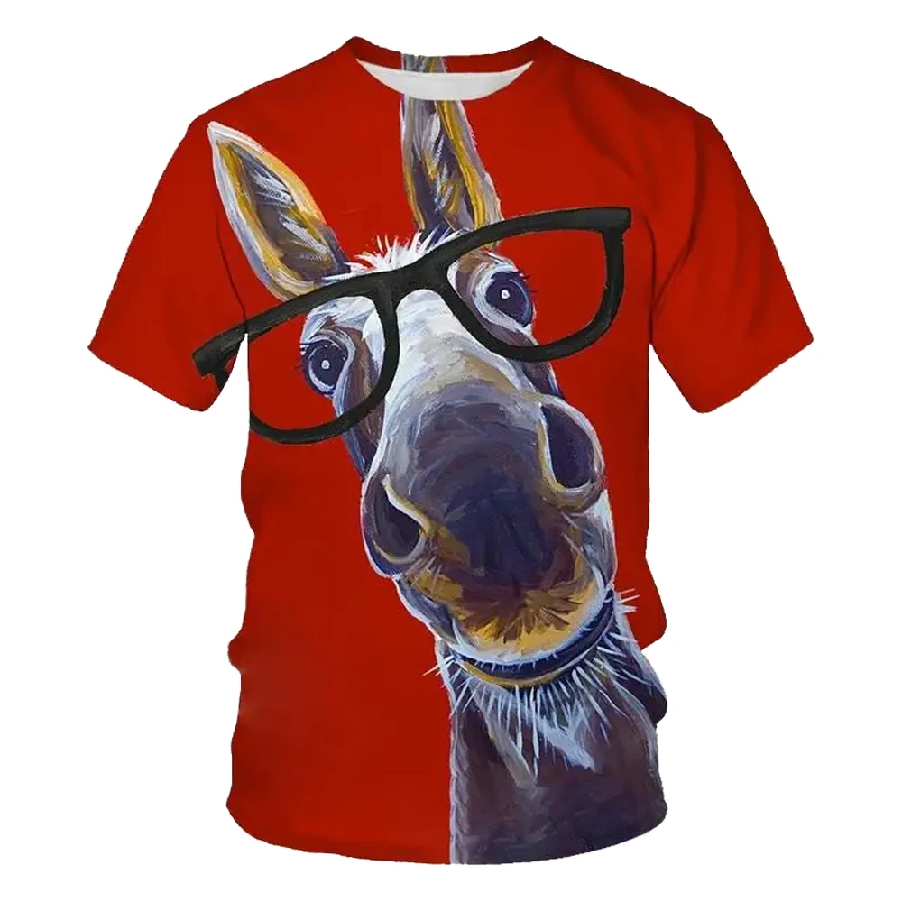 

Summer Men's T-shirt 3D Print Funny Donkey Graphic T Shirt for Women Clothing Cute Kids Short Sleeve Quick Dry Casual Tee Shirts