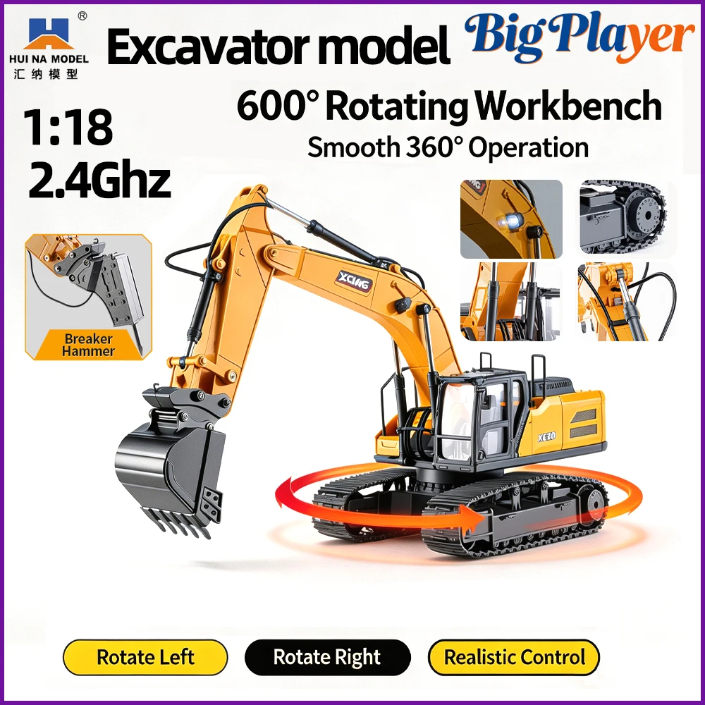 Rc Excavator Hydraulic - Huina XE260 RC Alloy Excavator All‑Around