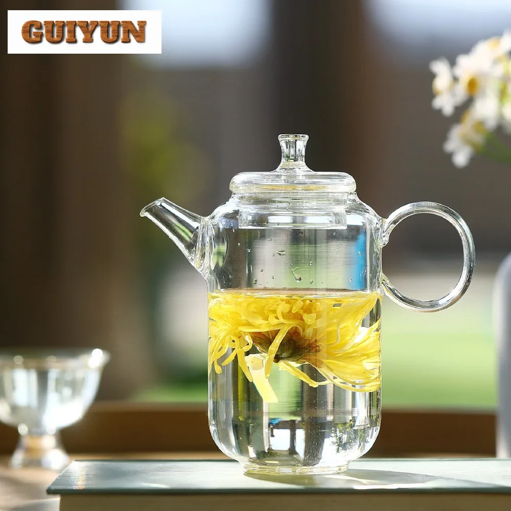 300ml Japanese Tea Making Pot Flower Tea Brewing Glass Pot Household Specific Green Heat-resistant Glass Pot Drinkware Gift