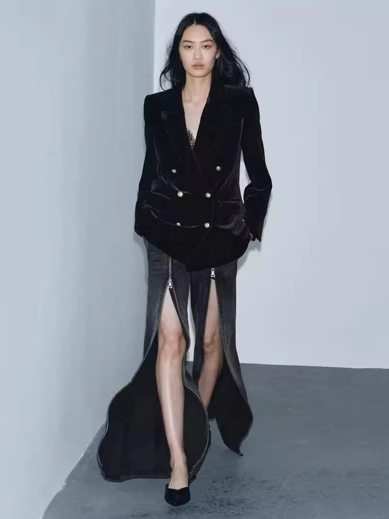 

Новинка зимы: женские джинсы с широкими штанинами, средней посадкой, на молнии, повседневные, универсальные, высококачественные, прямого кроя, из денима.