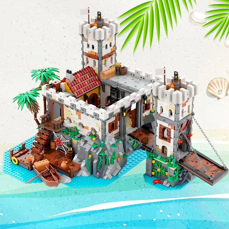 BuildMoc Imperial Fortress Eldorado Fortress-Pirates of Barracuda Bay Building Blocks 21322 Empire Soldiers House Children Gifts