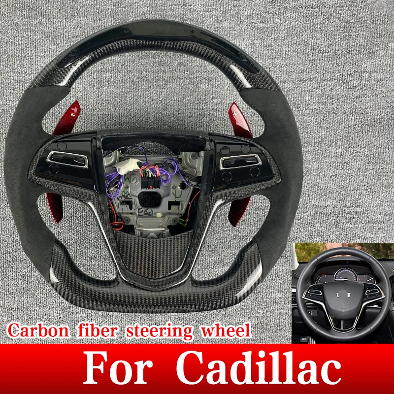 

For 2014 2015 2016 2017 2018 Cadillac ATS CTS V Carbon Fiber LED Steering Wheel Shift paddles