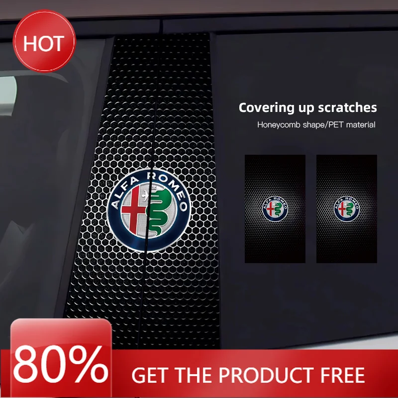 Hub Caps Car Middle Column Creative Stickers For Alfa Romeo 156 159 147 4C 8C 166 Giulia Giulietta Mito Stelvio Spider GT Tonale