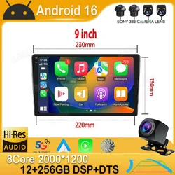 For 9 Inch Universal Radio Car Android 16 QLED Screen 2 Din GPS Stereo Car Radio Multimedia Player Auto CarPlay Autoradio Audio