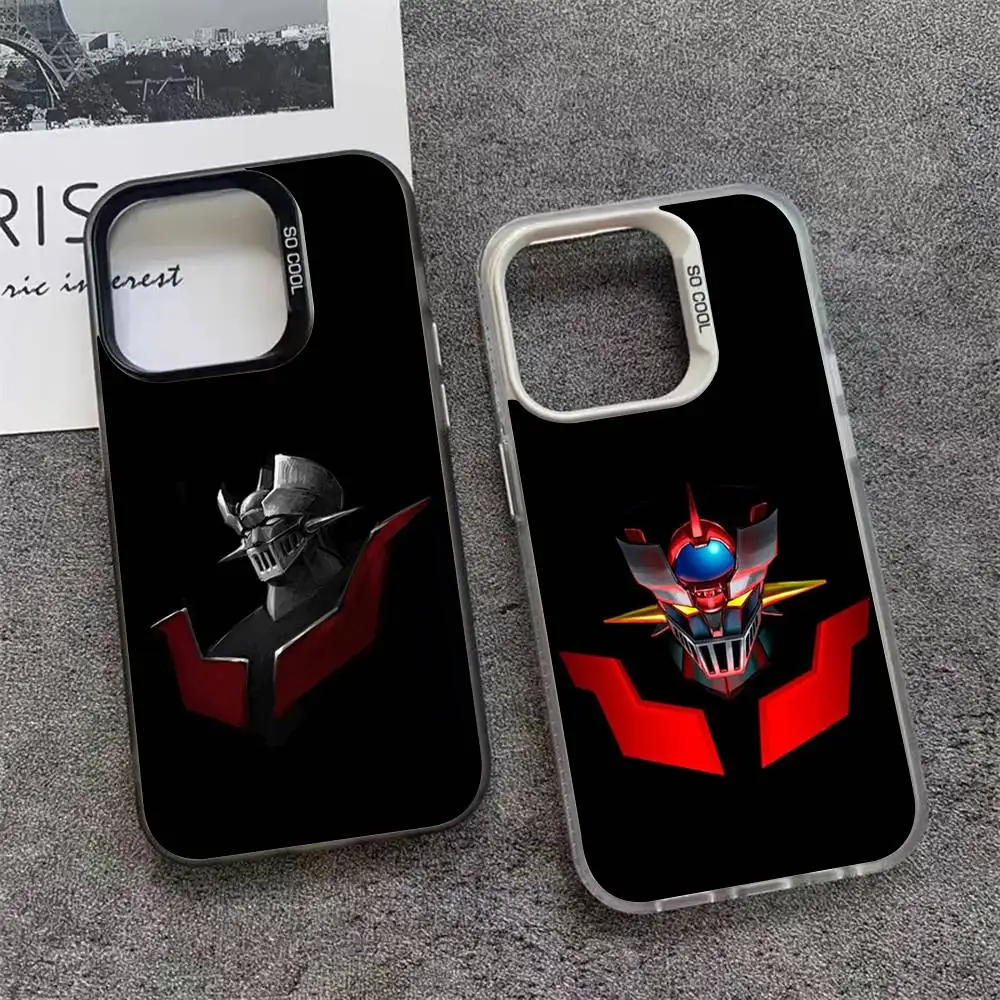 Funda de Teléfono Anime M-Mazinger Z para iPhone 17 16 15 14 13 12 11 Pro Max Plus, Carcasa Trasera Plateada Antichoque a Color