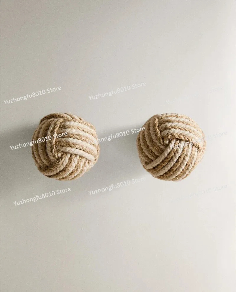 Contrasting braid knot clothing cabinet door drawer handle 2-piece set
