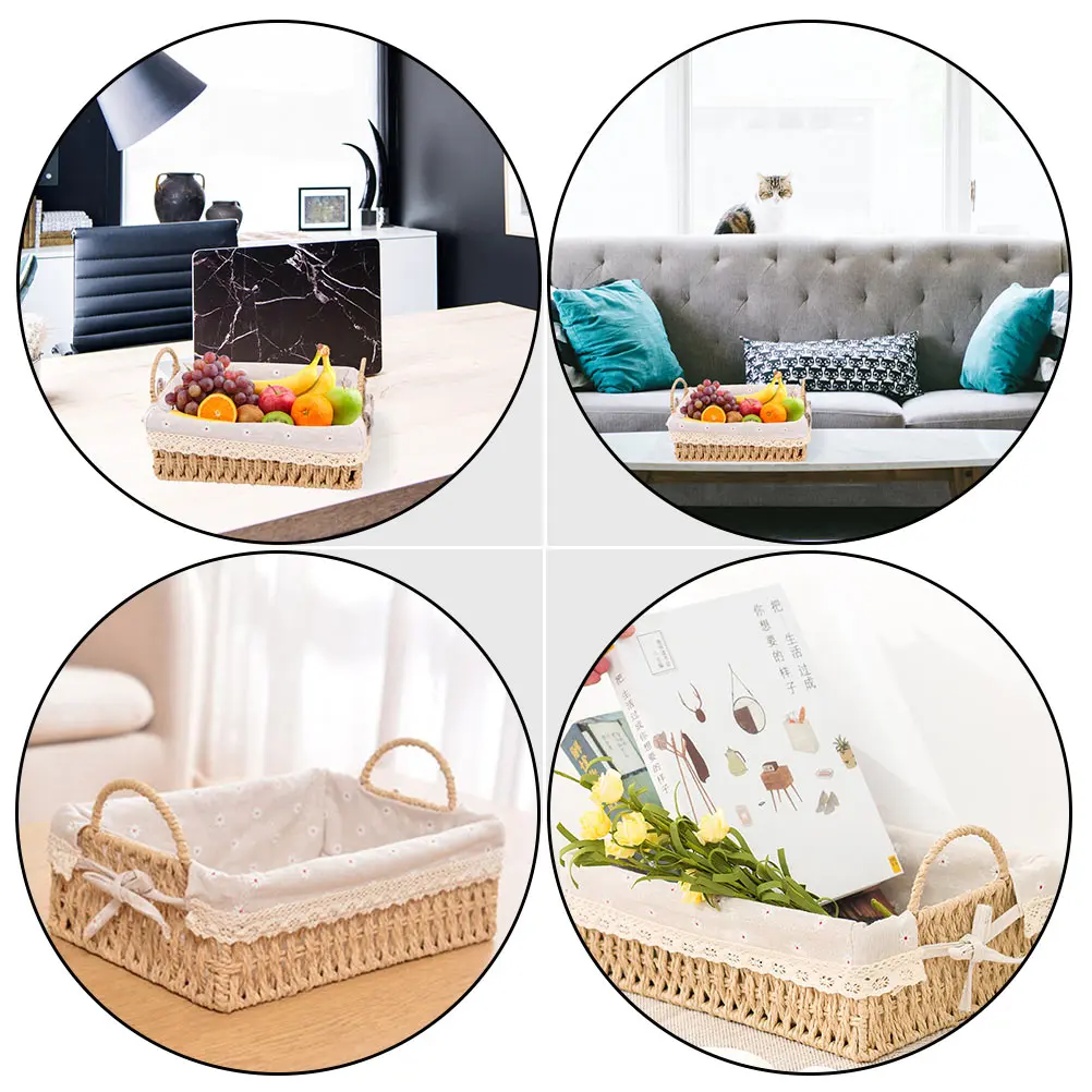

Hand-Woven Rattan Storage For Flowers Vegetables Fruits Home Decor Desktop Organizer Household Container Flower Basket