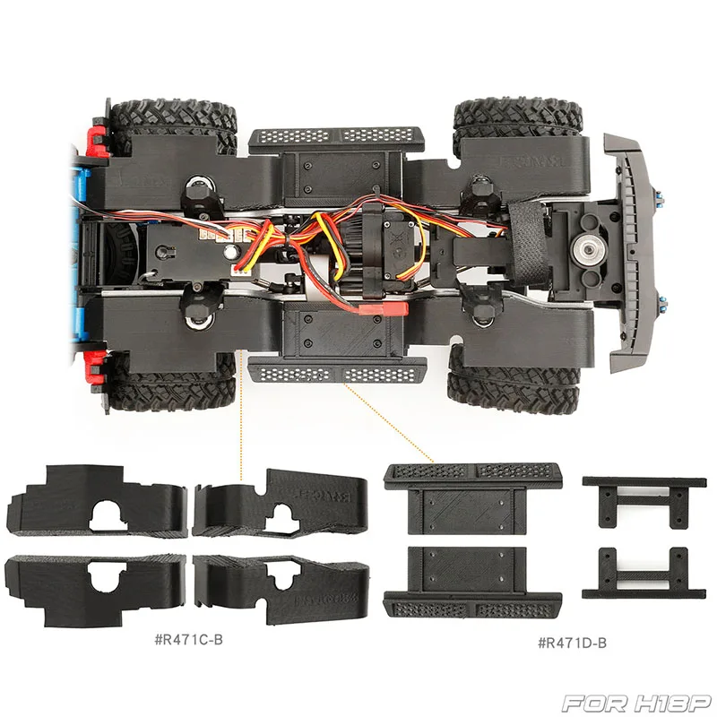 Lined Wheel Covers Sand Deflectors Plastic Fenders Side Bars Side Steps for 1/18 RC Crawler Car Traxxas MJX H18P Upgrade Parts