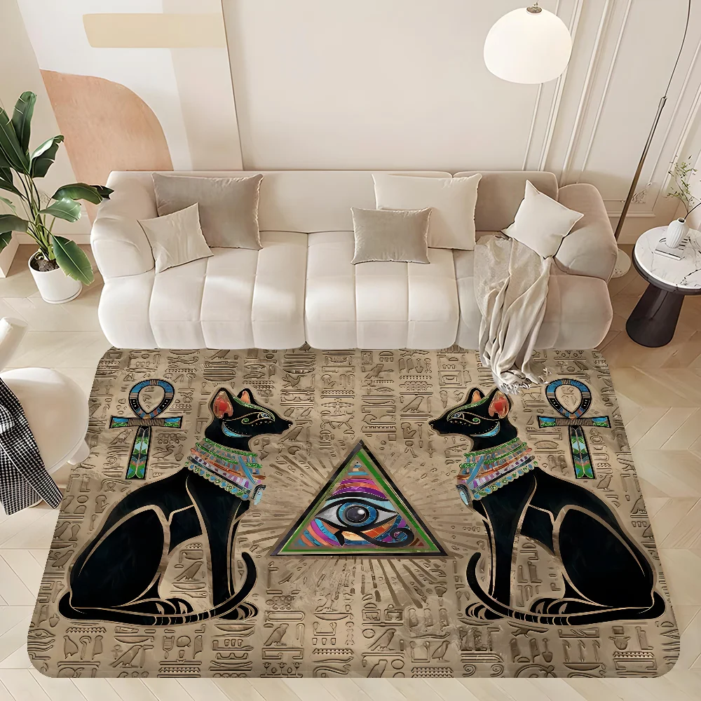 Ancient Egyptian Mythological Ideographic Sign Symbols Entrance Doormat Nordic Style Bedroom Doormat Balcony Anti-Slip Decor