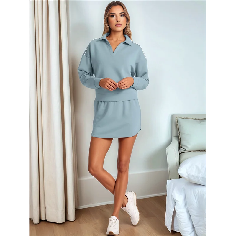 Two Piece Sets For Women Casual Tracksuit Sweatshirt Skorts Matching Set Lounge Tennis Jogger Sweat Suit