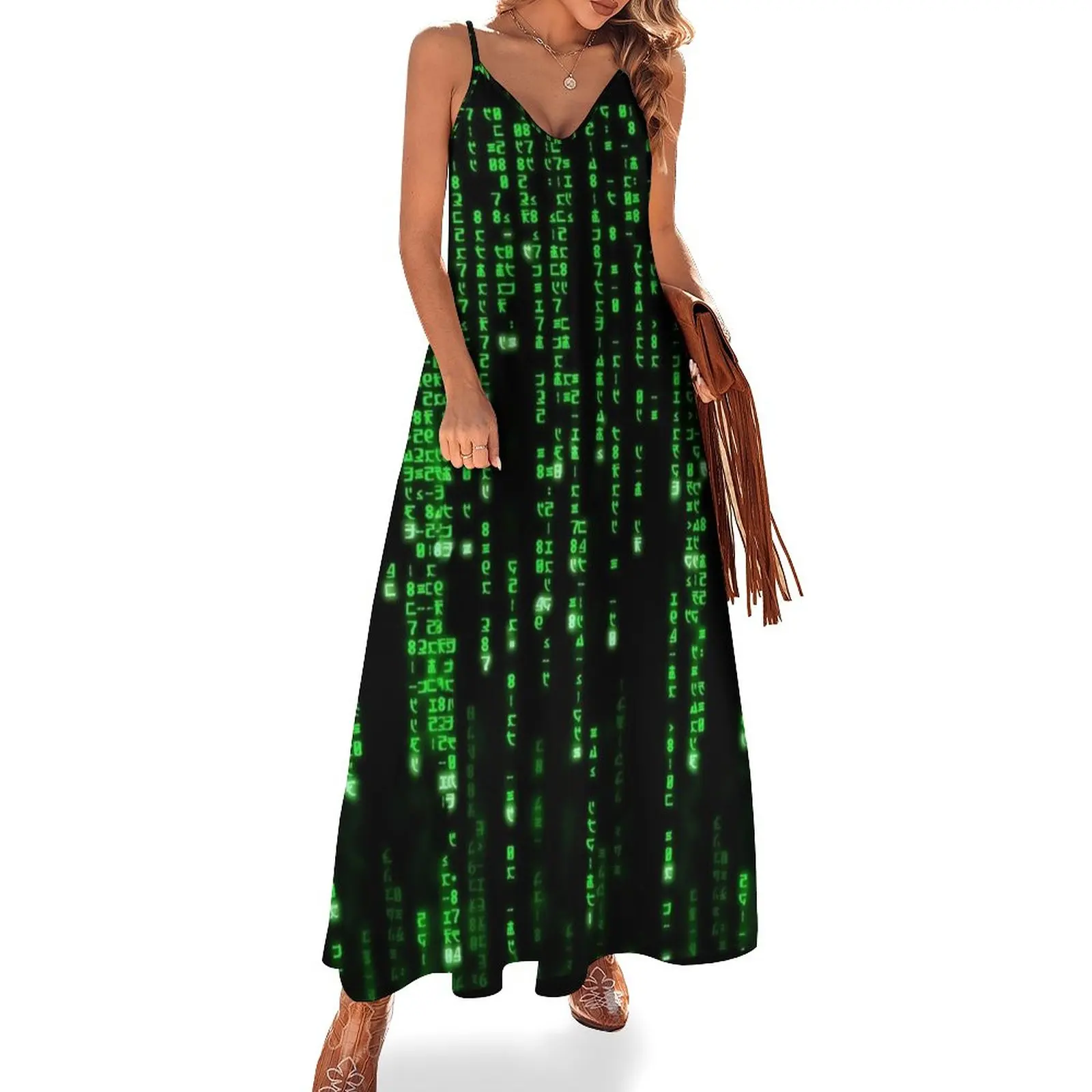 Binary Code - The Matrix Program Sleeveless Dress Aesthetic clothing luxury dress