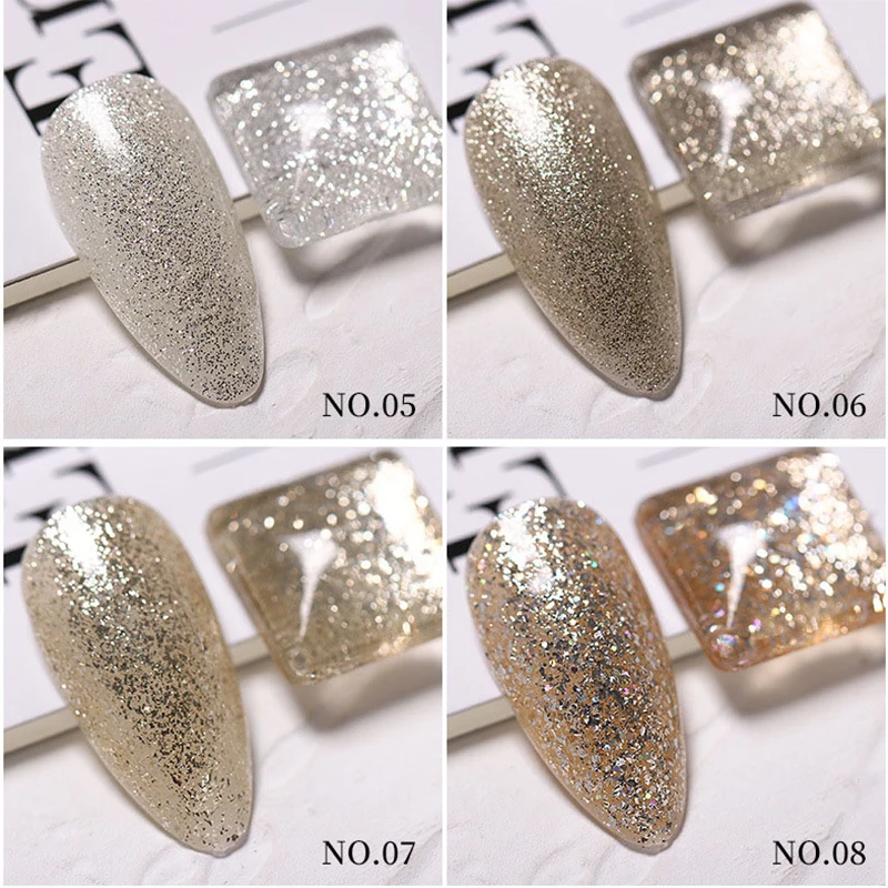 

9 Colors Nail Gel Polish 8ml Soak Off Uv Led Long Lasting Silver Glitter Sequins Varnish Gel for Manicure Nail Art Polish Gel