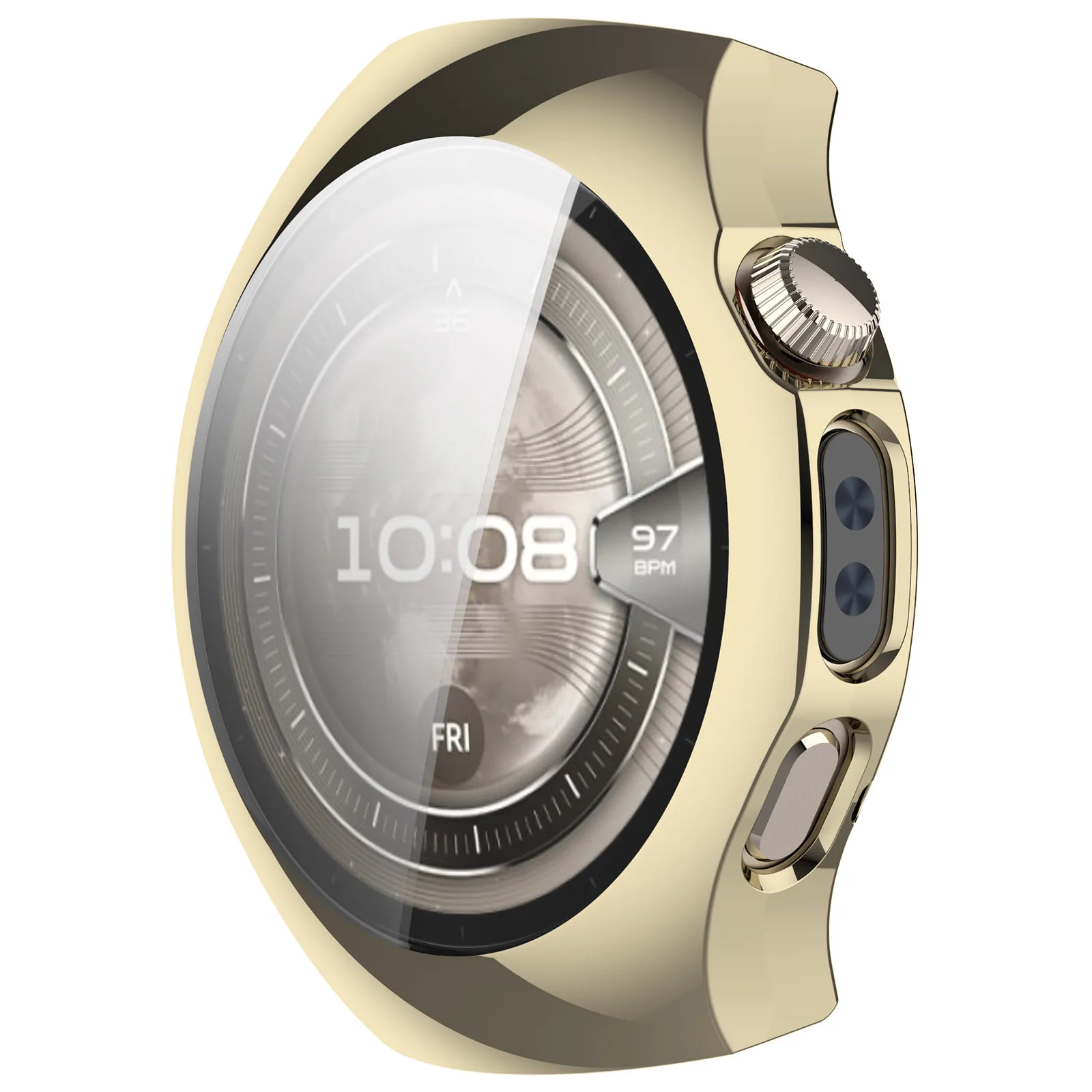 For Huawei Watch 5 42mm Watch Case Full Coverage Flexible TPU Electroplating Cover - Gold