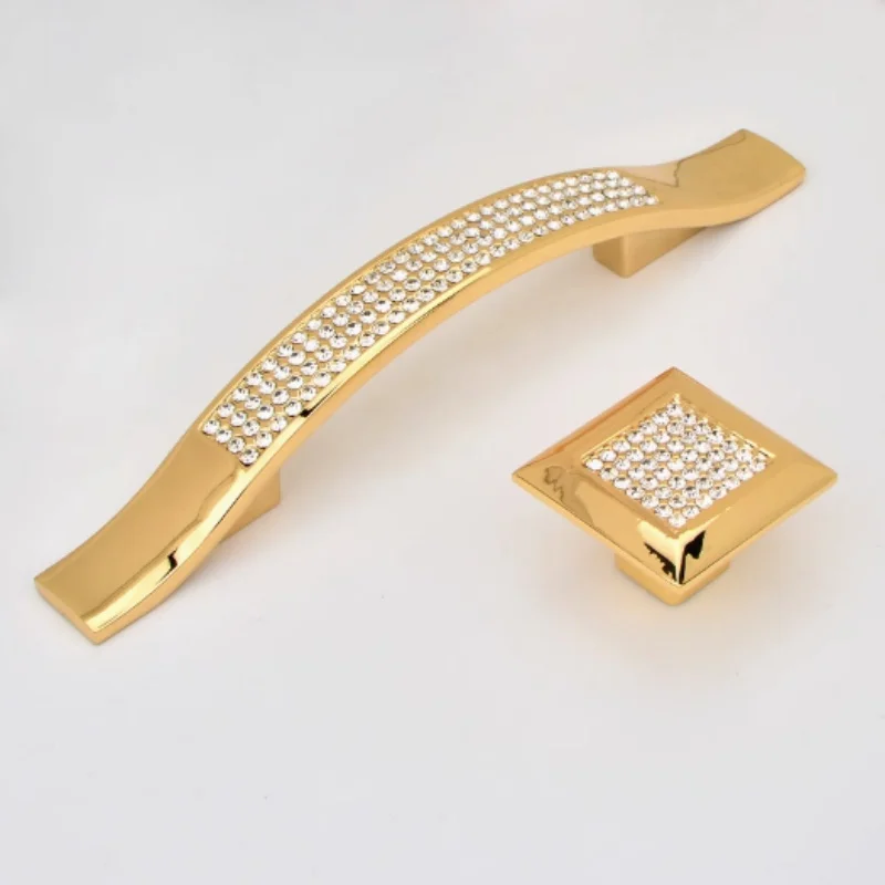 Fashion Luxury 24K Gold Diamond Crystal Wardrobe Cupboard Door Handle Shiny Silver Drawer of Cabinet Furniture Hardware Knob 5