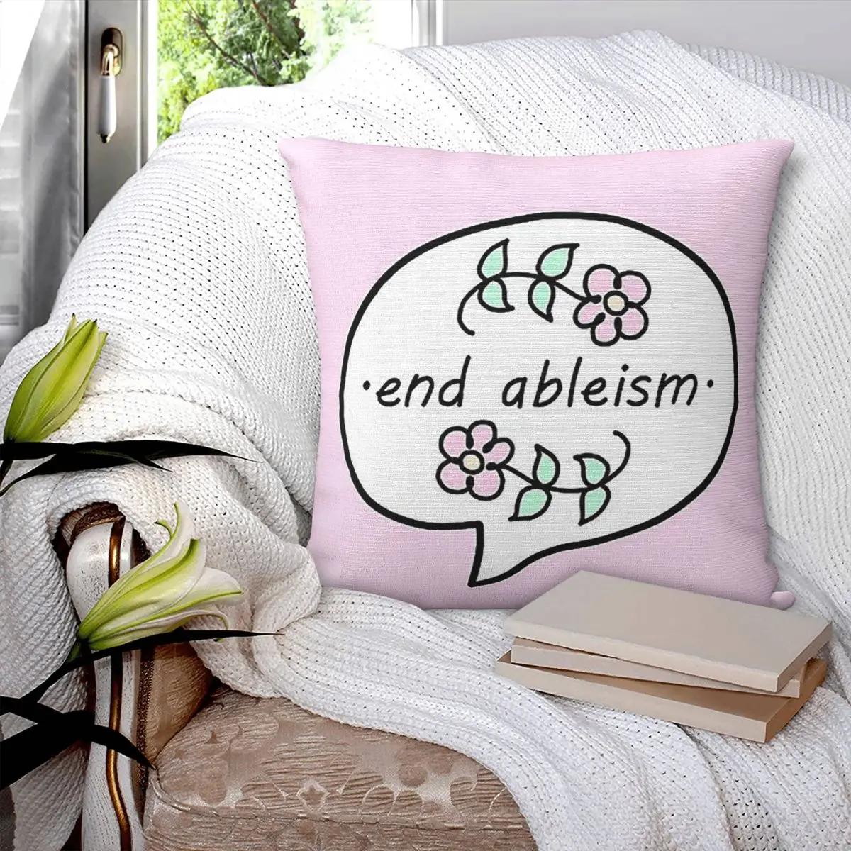 End Ableism Square Pillowcase Pillow Cover Polyester Cushion Zip Decorative Comfort Throw Pillow for Home Bedroom