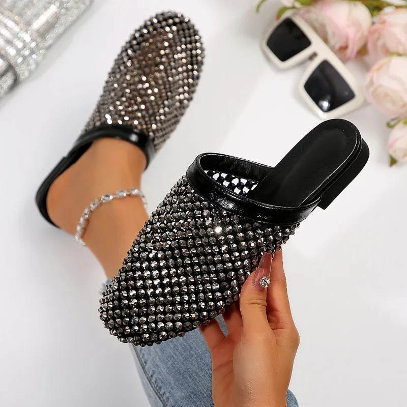 Women Slippers Summer 2026 New Luxury Brand Slippers Lightweight Round Head Shoes Water Diamond Large Flat Sandals Slides Women - view 3