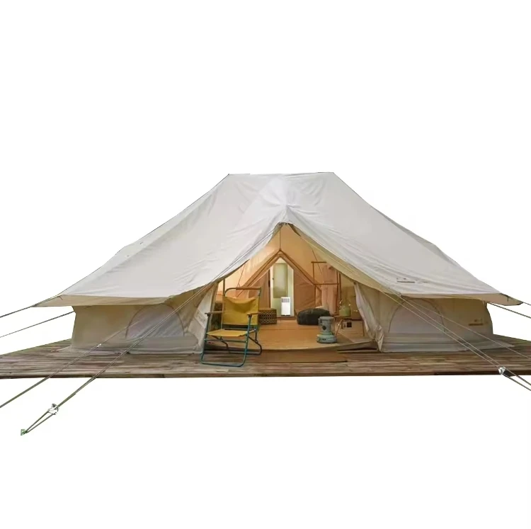 Wholesale Luxury 4m 6m Safari Tent Large Family Glamping Low MOQ Tent Waterproof Outdoor Camping Low MOQ Inflatable Mini House