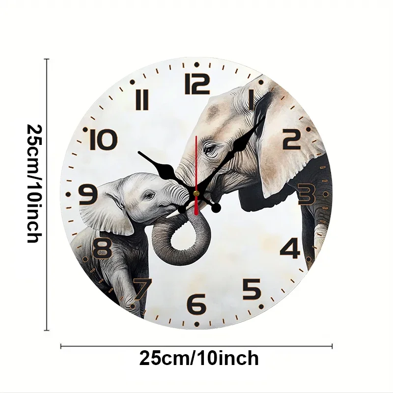 Elephant Bond Wooden Round Silent Hanging Wall Clock, Suitable For Living Room, Office, Study Room, Bedroom, Home Decoration