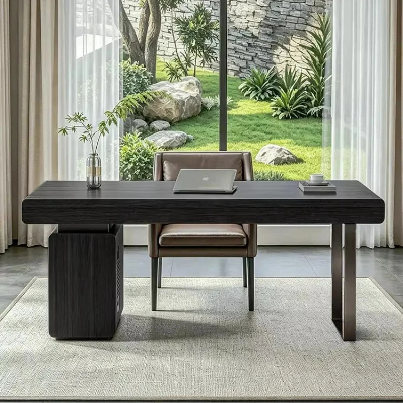 desk solid wood household small apartment living room light luxury modern hidden cabinet