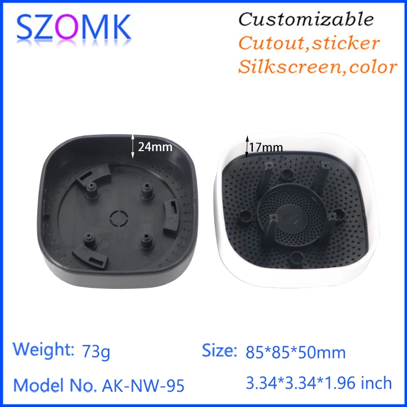 SZOMK AK-NW-95 85*85*50mm OEM ODM ABS Network Wireless Iot Sensor Smoke Fire Alarm Pm2.5 Plastic Enclosure Box