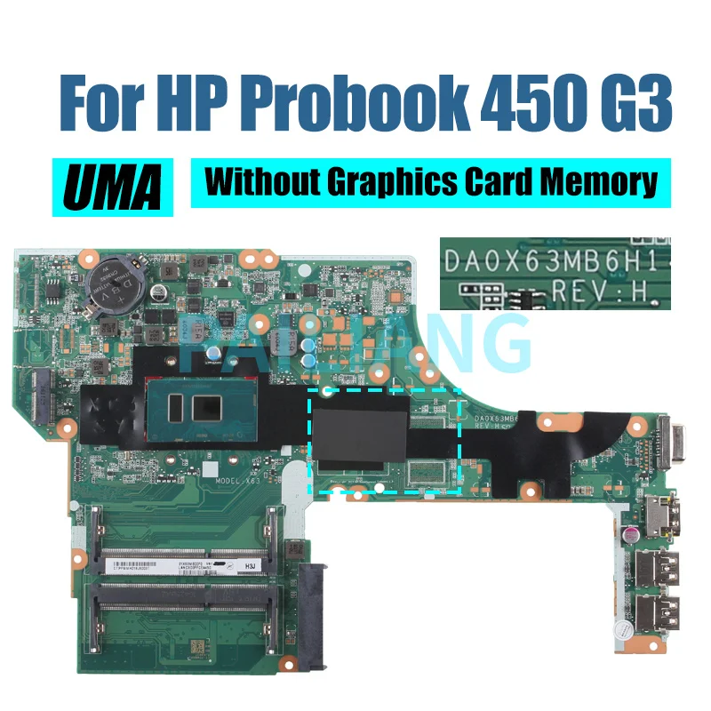 For HP Probook 450 G3 470 G3 Laptop Motherboard DA0X63MB6H1 830930-601 830931-601 i3 i5 i7 6th GPU 2G Notebook Mainboard Tested