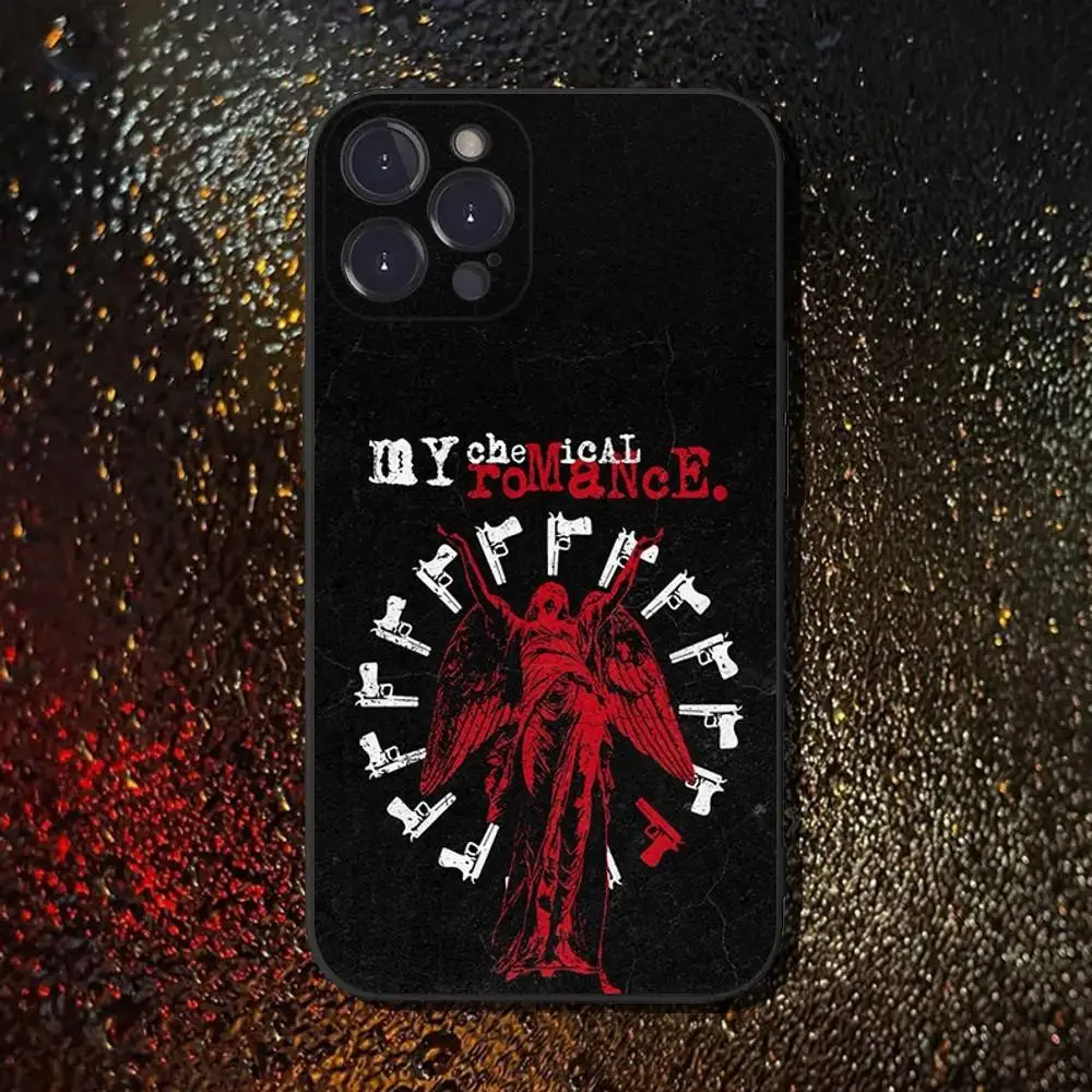 حافظة هاتف My C-Chemical Romance MCR لهاتف iPhone 16,15,14,13,12,11 Plus، Pro Max، XS، X، XR، SE، Mini، 8، 7، غطاء أسود من السيليكون الناعم