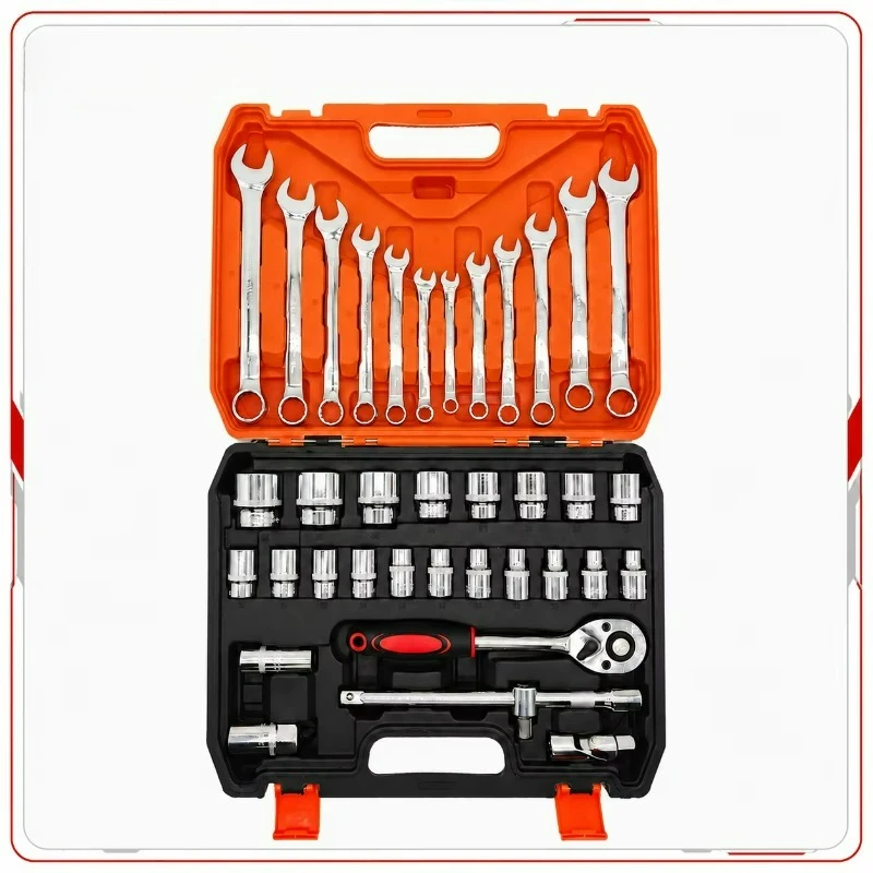 High Quality 37pcs Multi-Functional Carbon Steel Hand Operated Wrench Repair Kit for Home Bicycle & Car Repair OEM Hard Case