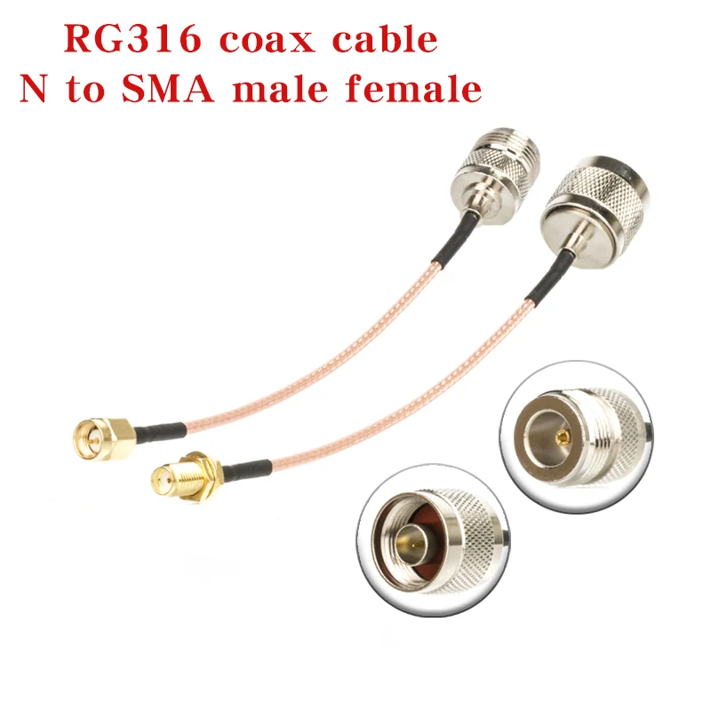 RG316 RG-316 Cable N To SMA Male Female Right Anlge Connector N To SMA Crimp for Extension Cable Low Loss Fast Delivery Brass RF