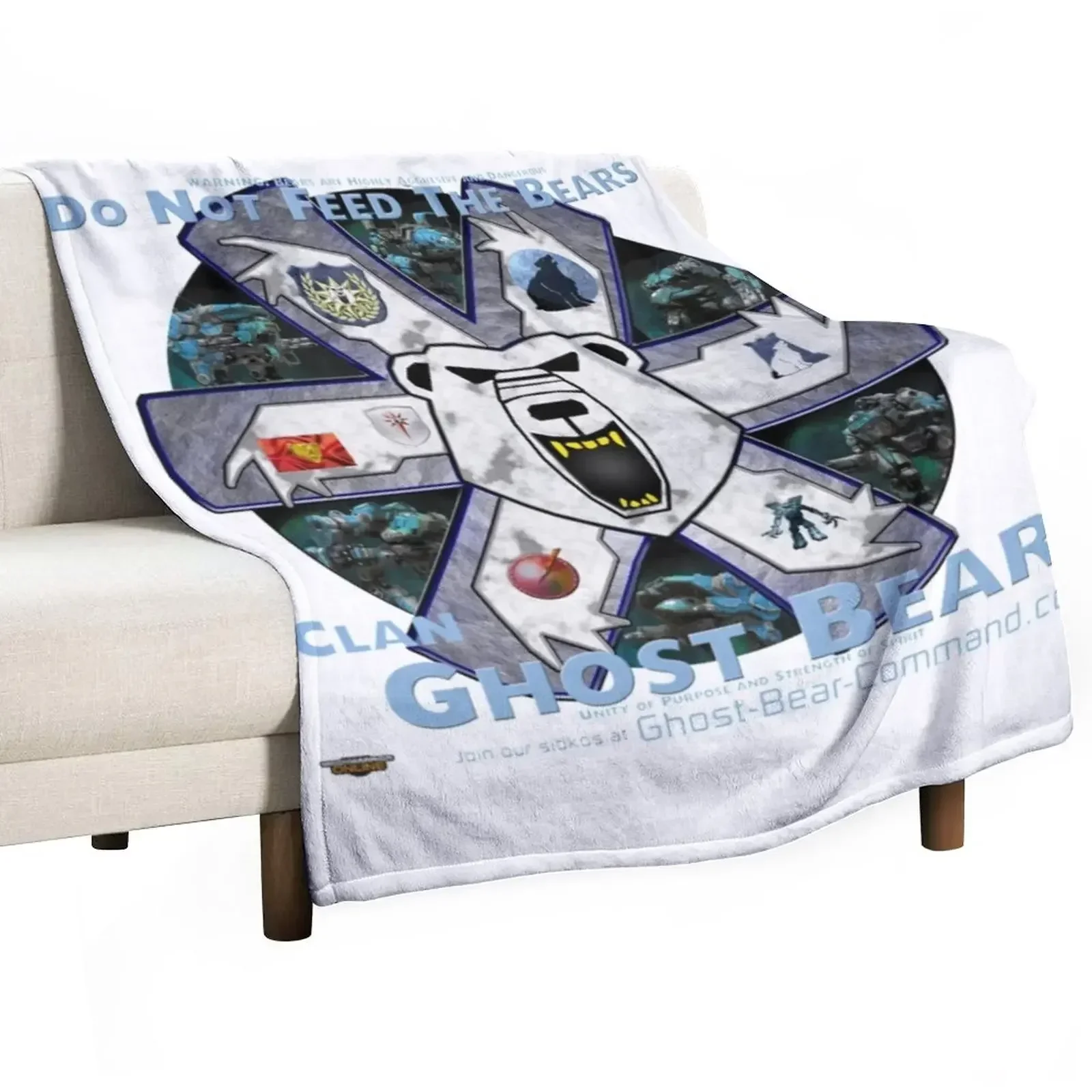 Clan Ghost Bear Recruitment Poster Q2.14 Throw Blanket Designers Large christmas gifts Blankets